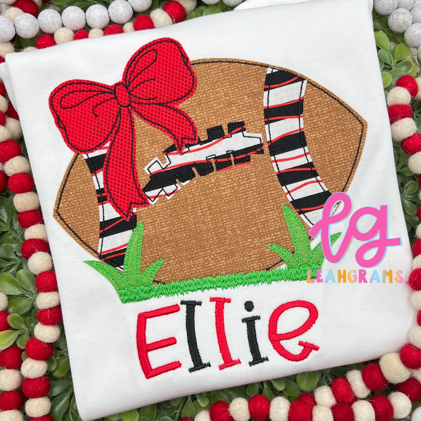 Football with Bow Name Shirt