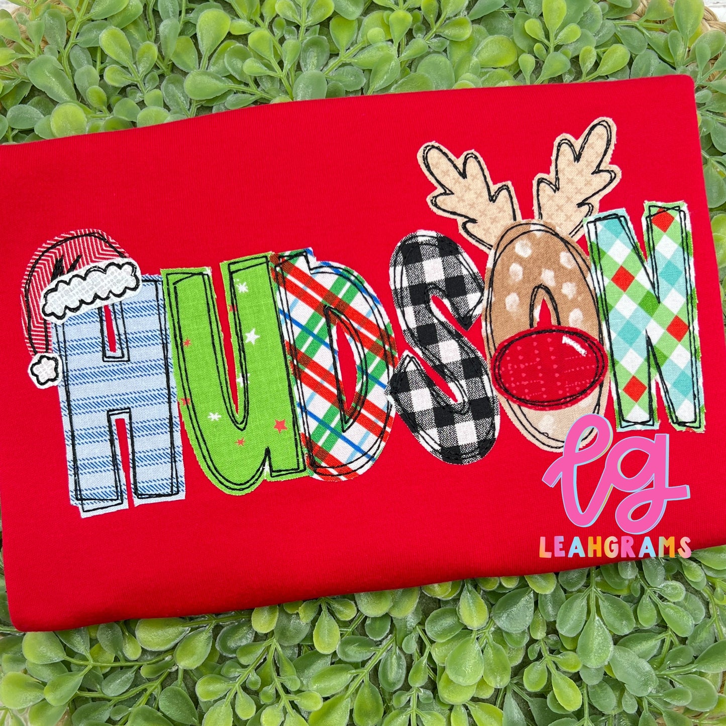 Rudolph-Letter Christmas Font Applique Shirt