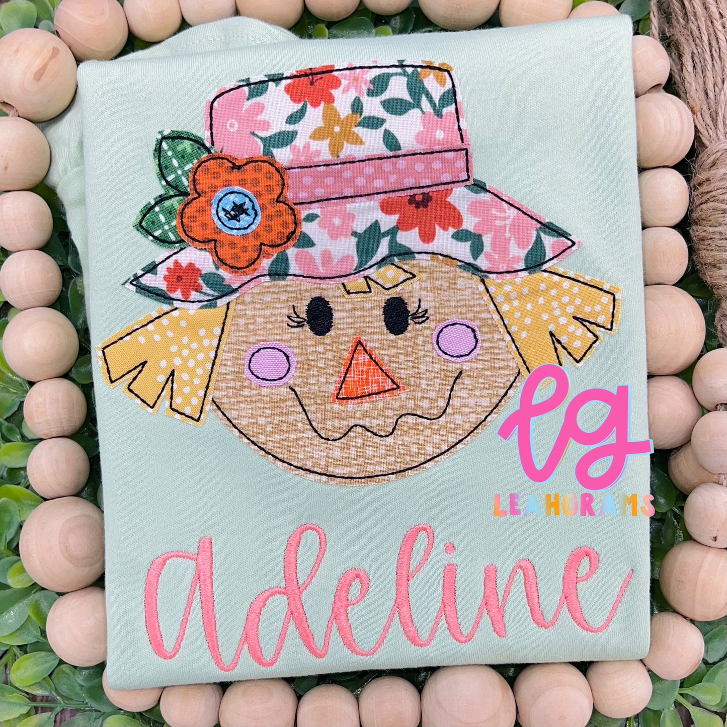 Fall Scarecrow with Hat Name Shirt