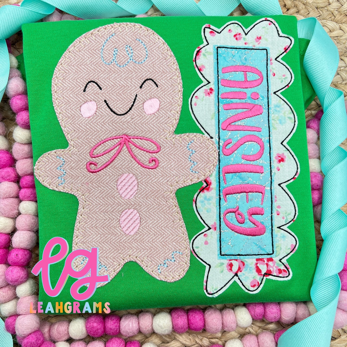 Rosy-Cheeked Gingerbread with Name Applique Shirt