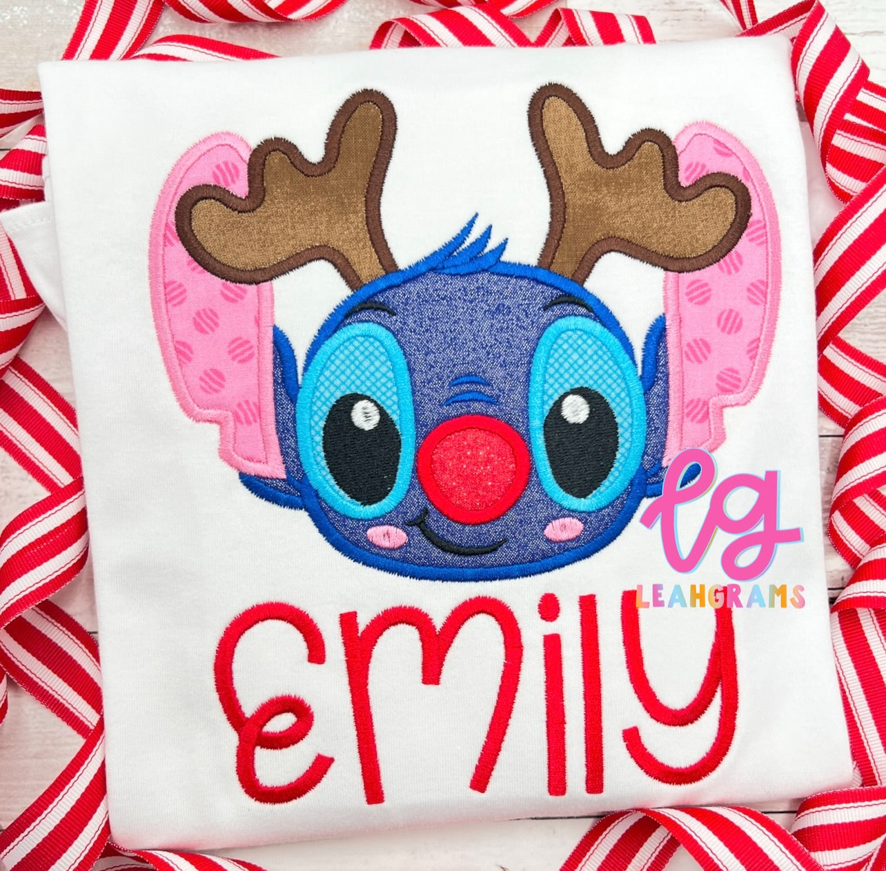 Stitch Reindeer Name Applique Shirt