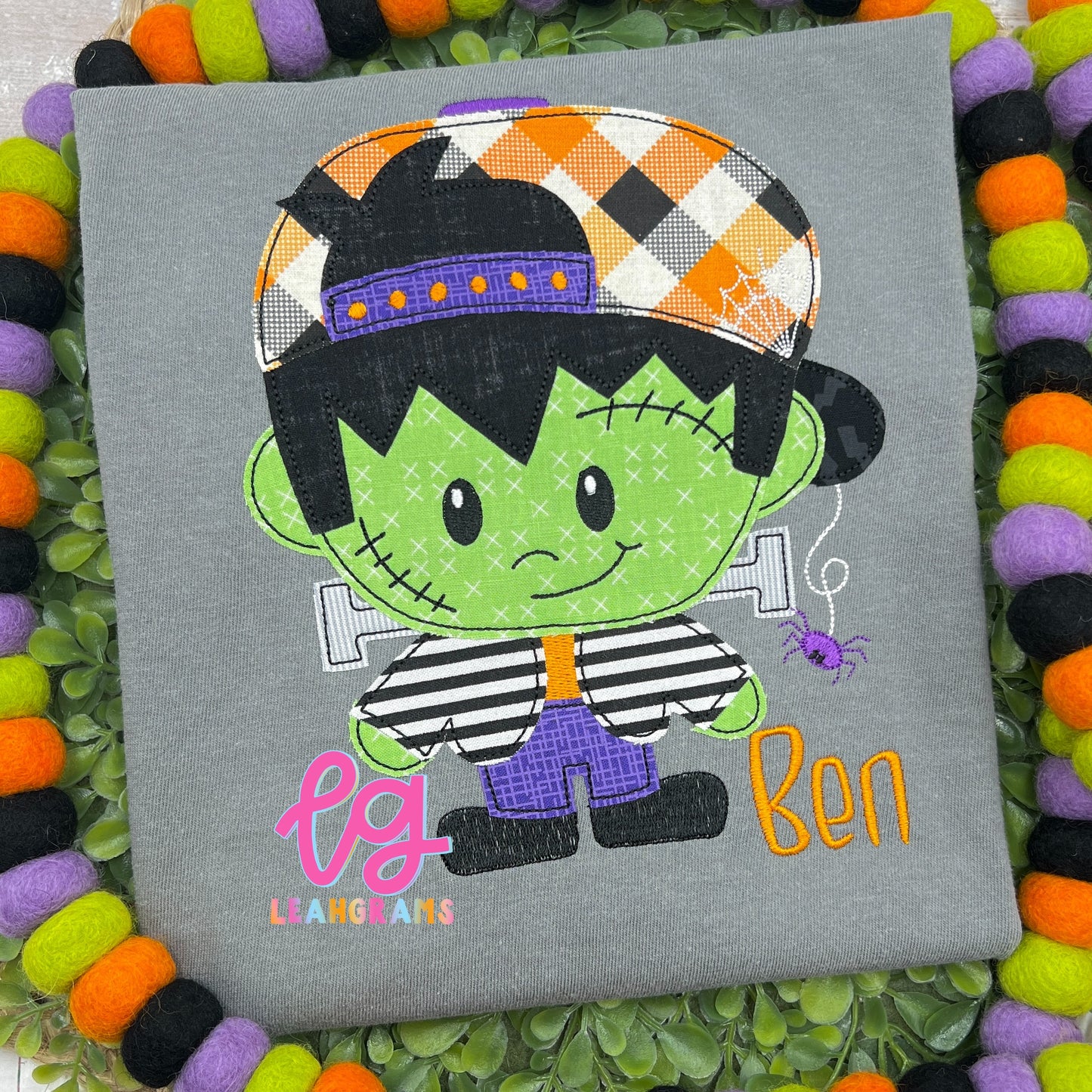 Halloween Monster Appliqué Name Shirt - Boy
