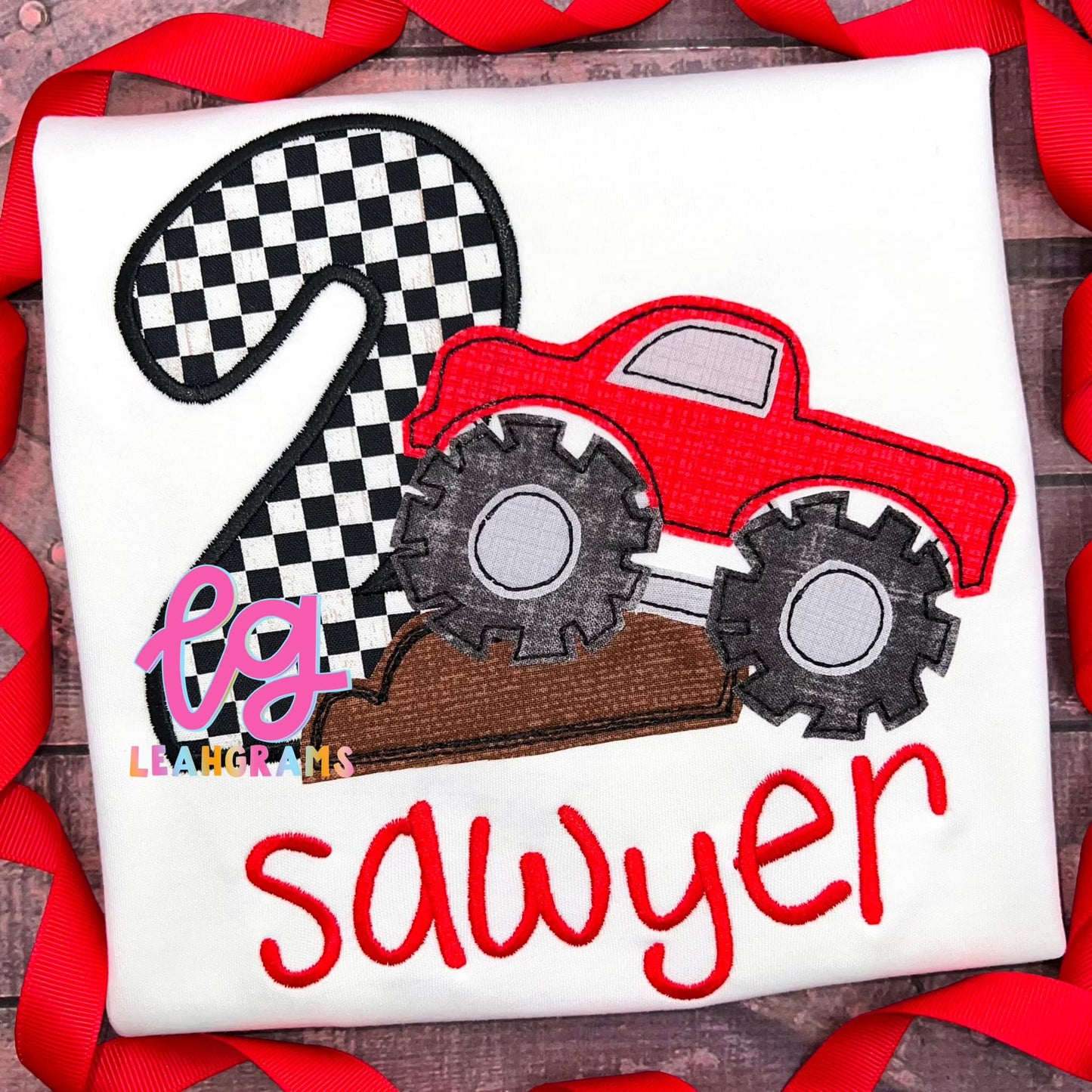 Monster Truck Applique Birthday Shirt