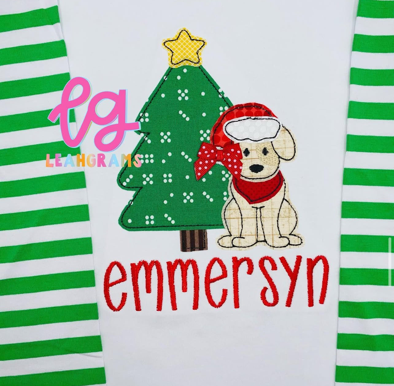 Sweet Puppy by the Christmas Tree Applique Shirt