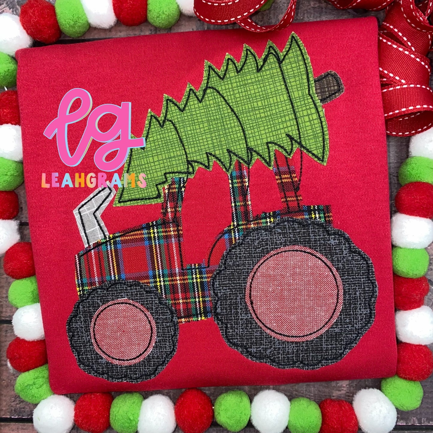 Tractor Haulin’ a Christmas Tree Applique Shirt