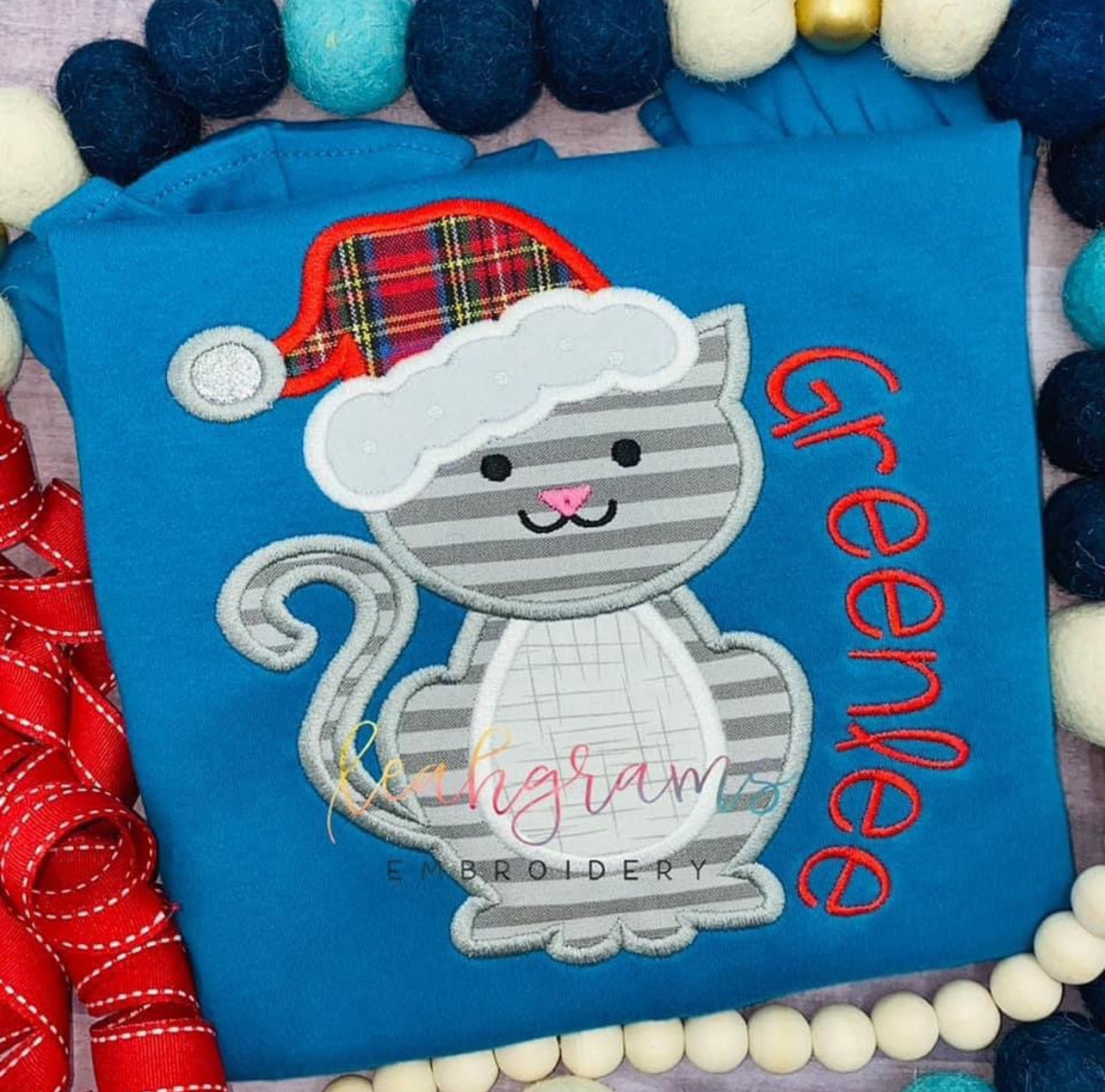 Kitty Claus Applique Shirt