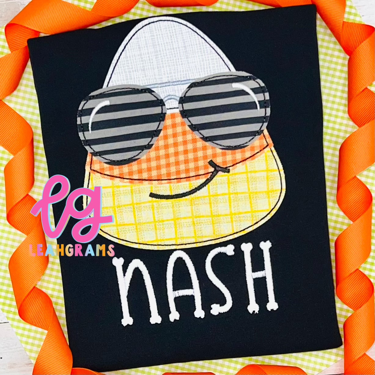 Candy Corn Halloween Appliqué Name Shirt