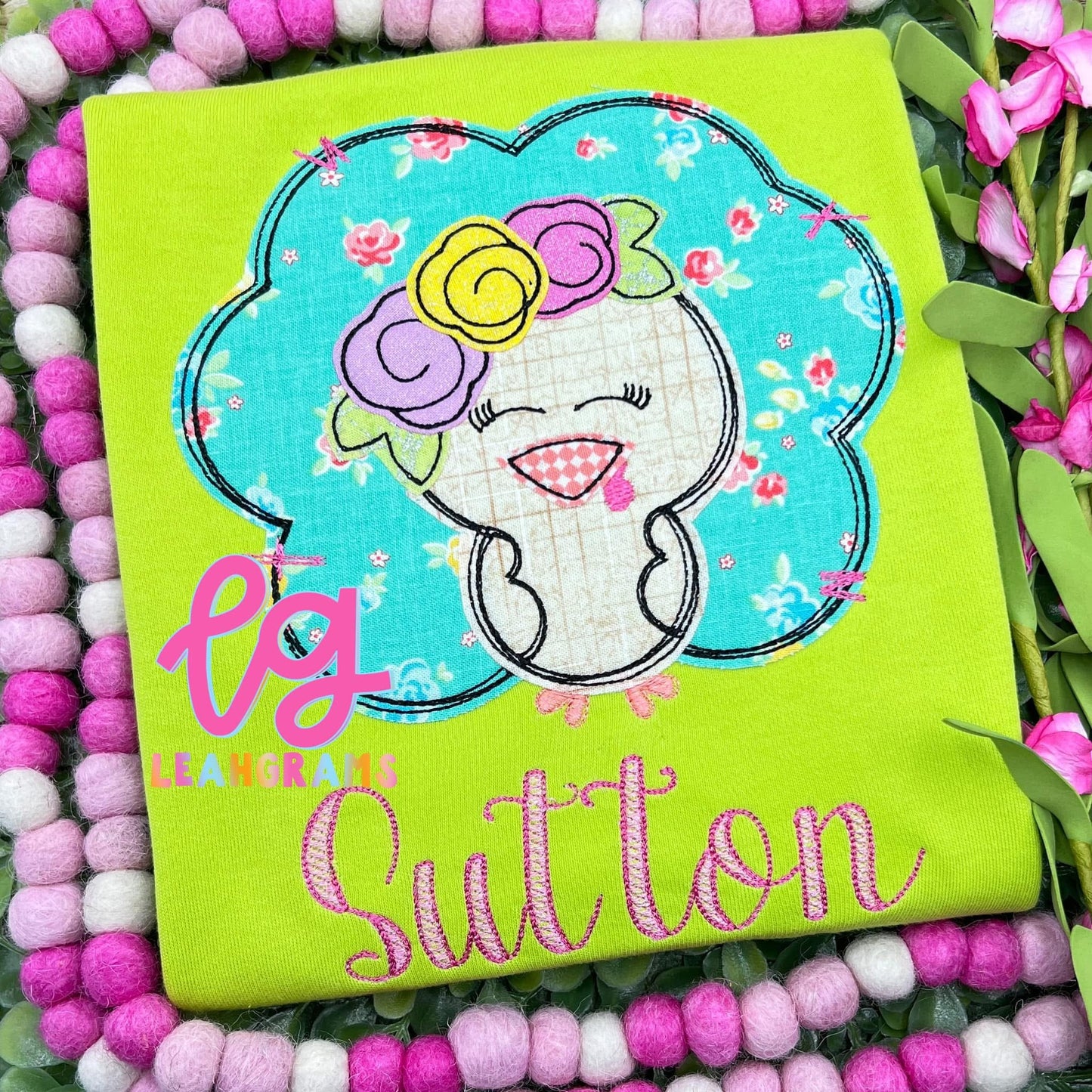 Chic Turkey with Flower headband and name Applique shirt