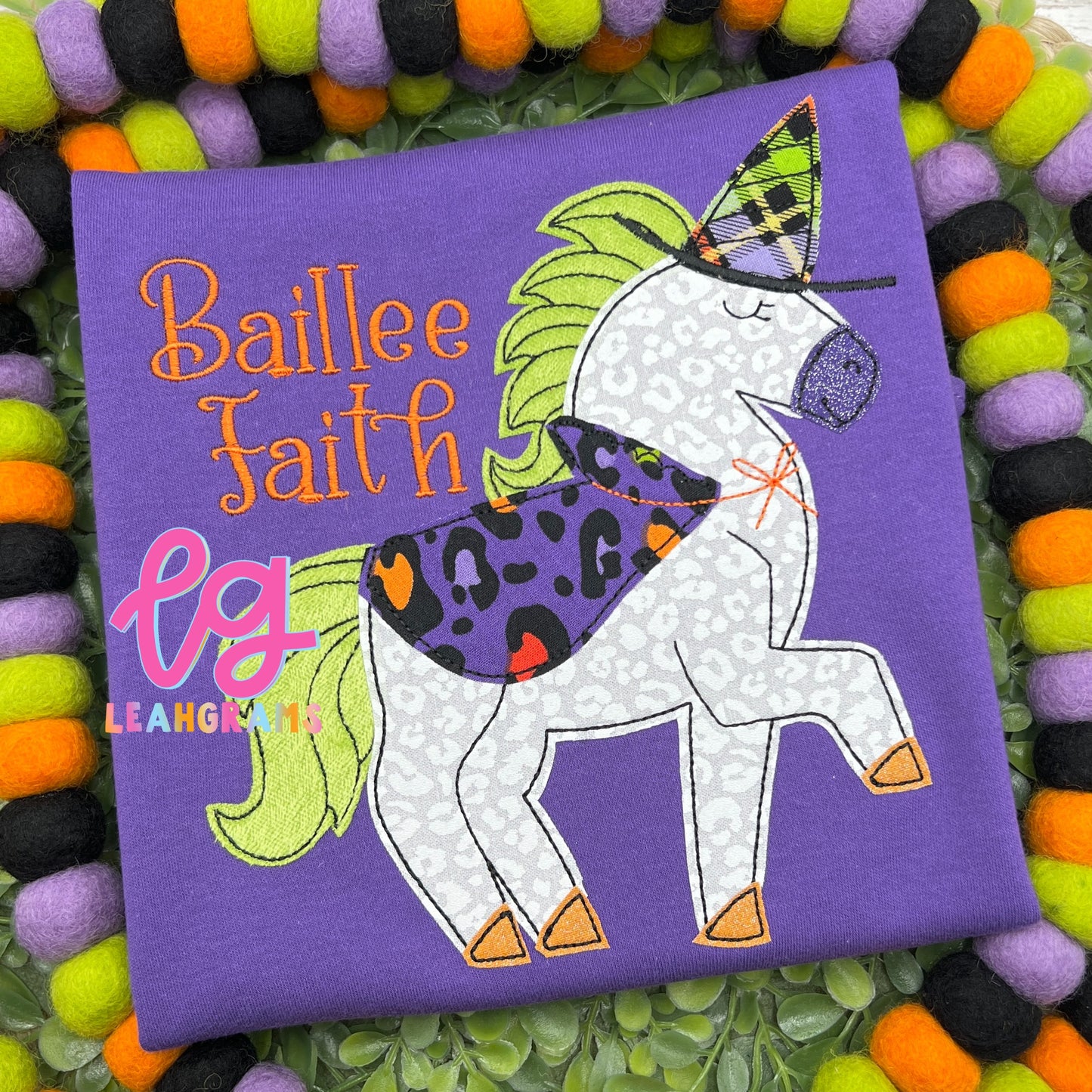 Halloween Unicorn Appliqué Name Shirt