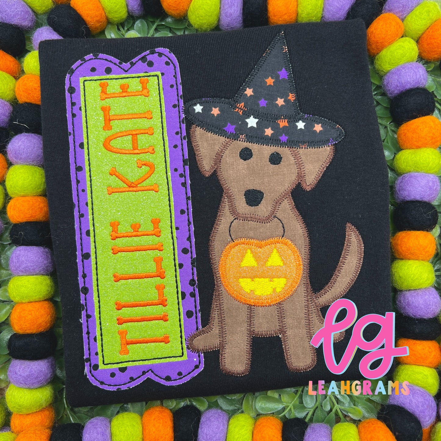 Halloween Dog Appliqué Name Shirt