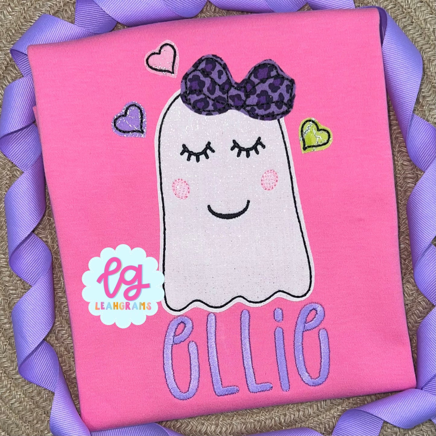 Smiley Ghost with Bow Name Shirt