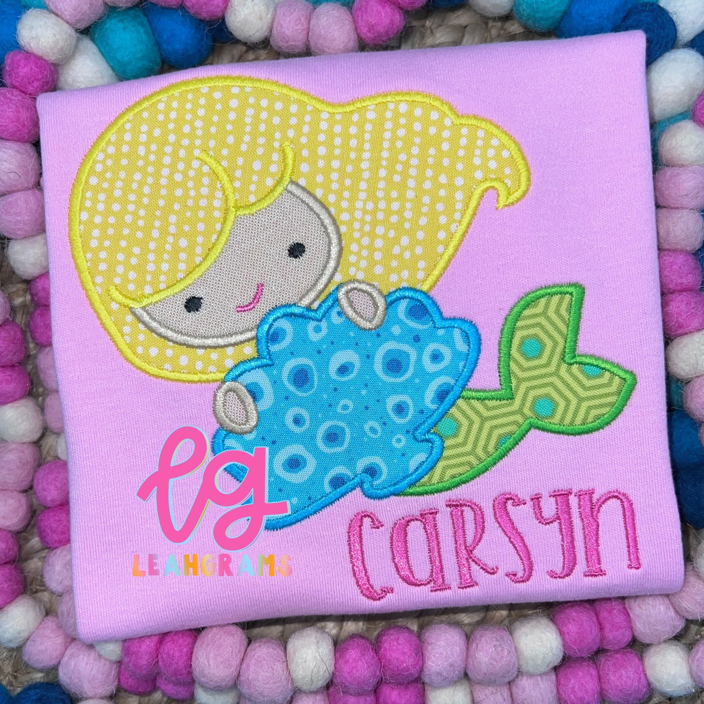 Blonde Mermaid with Shell Name Shirt