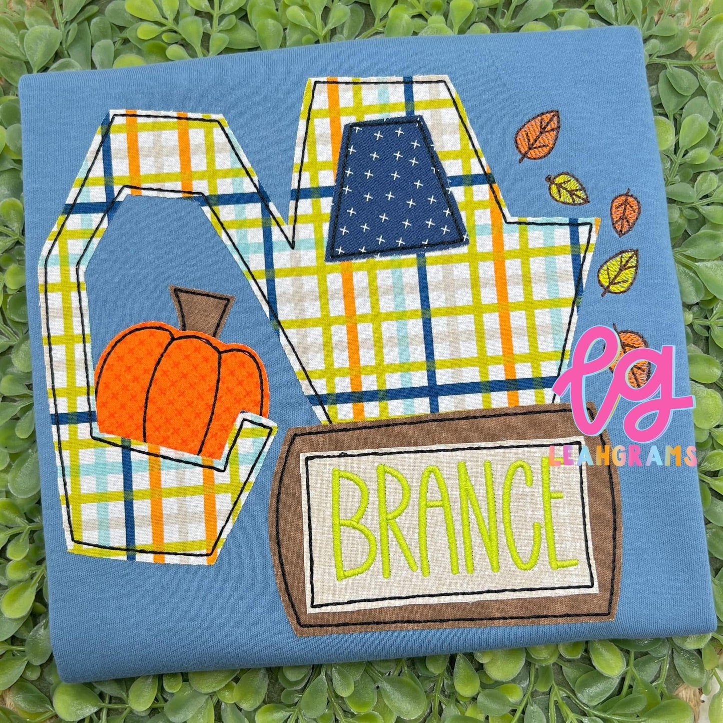 Fall Excavator with Name appliqué shirt