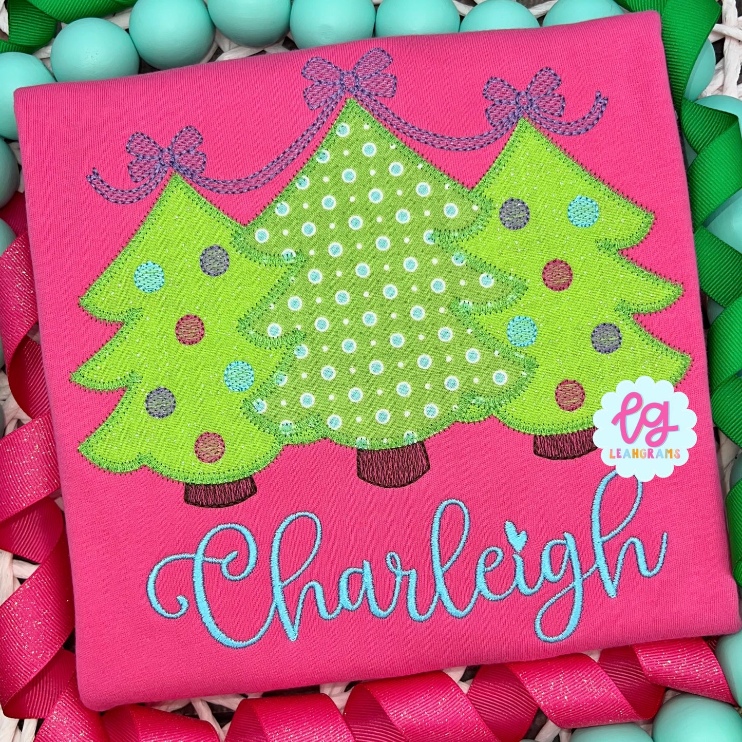 Cutesy Bow-Topped Christmas Tree-O Applique Shirt