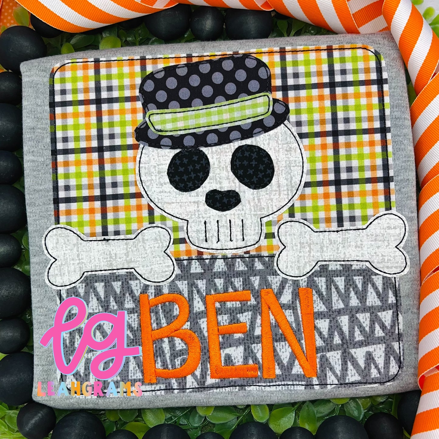Skull and Bones Halloween Appliqué Shirt