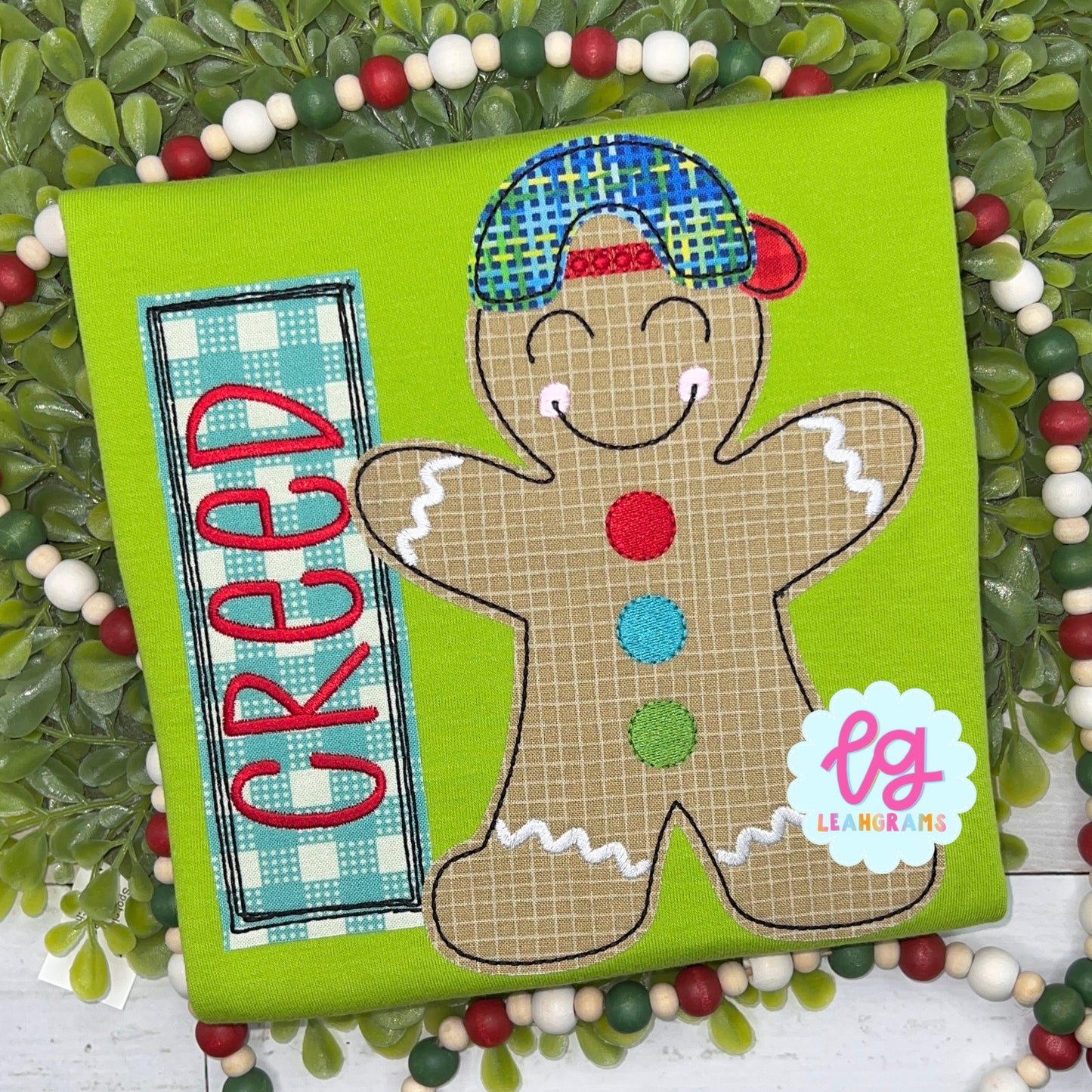 Baseball Cap Gingerbread Boy Applique Shirt