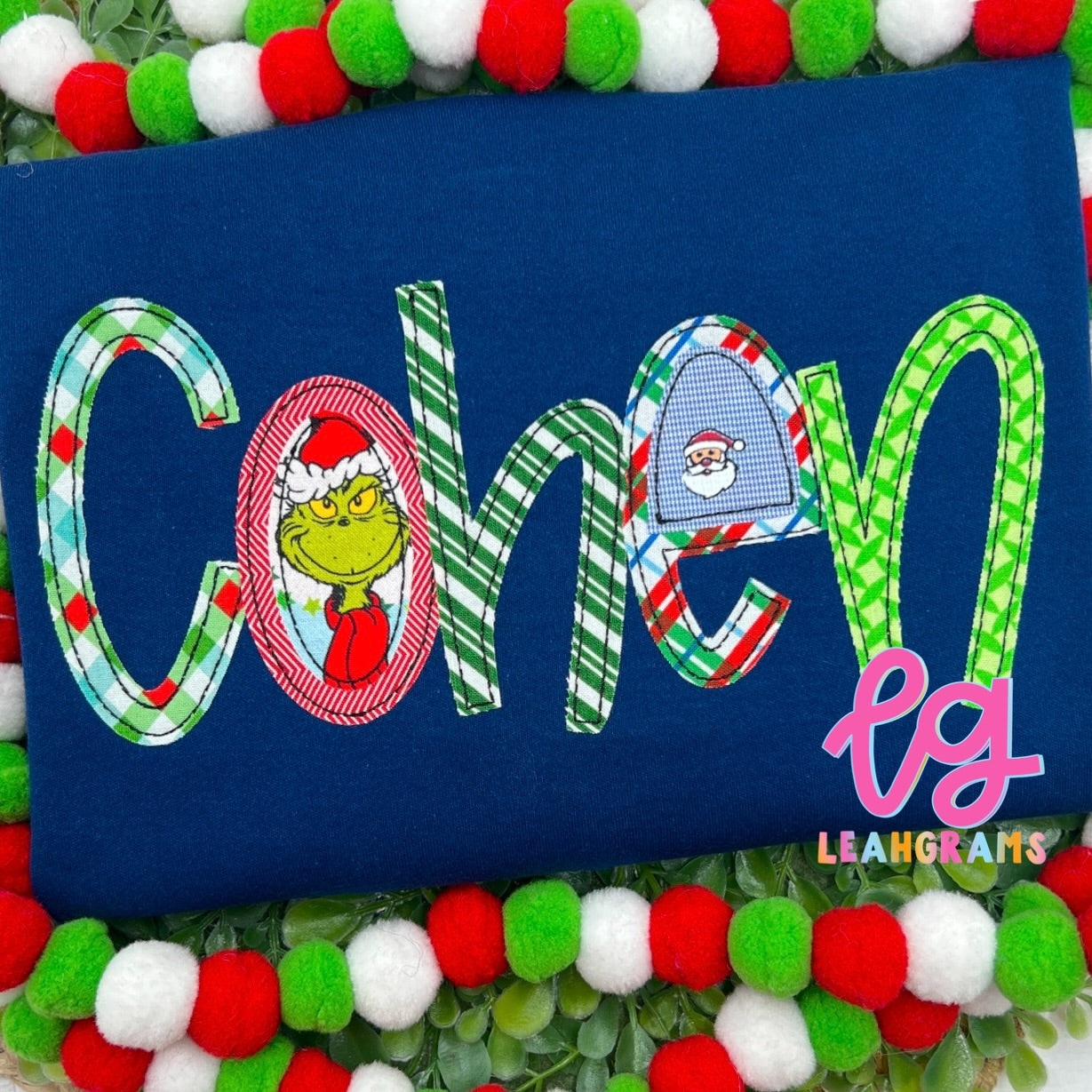 Christmas Font Name Applique Shirt