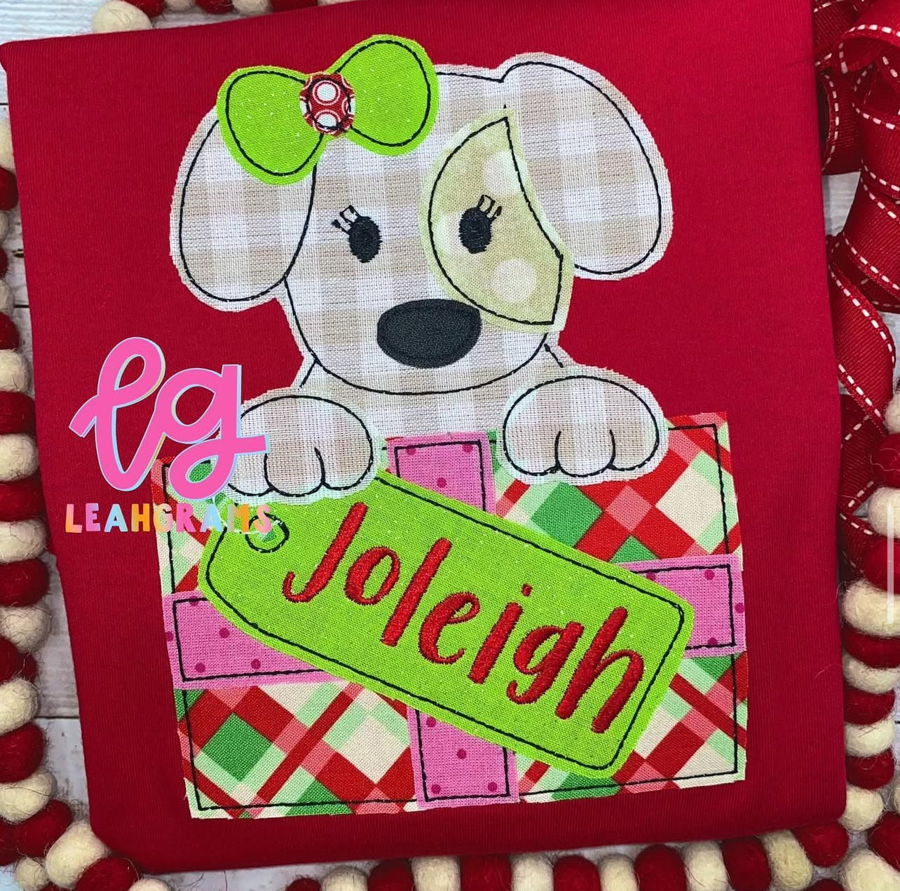 Puppy Present Applique Shirt - Girl