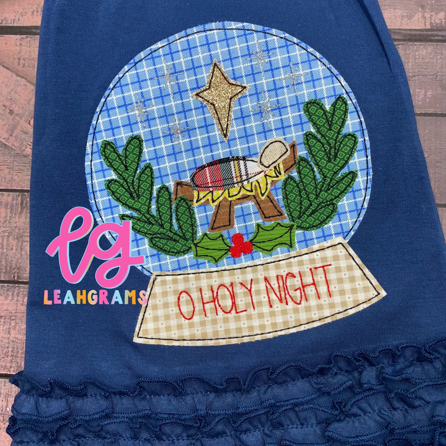 O Holy Night Snow Globe Applique Shirt