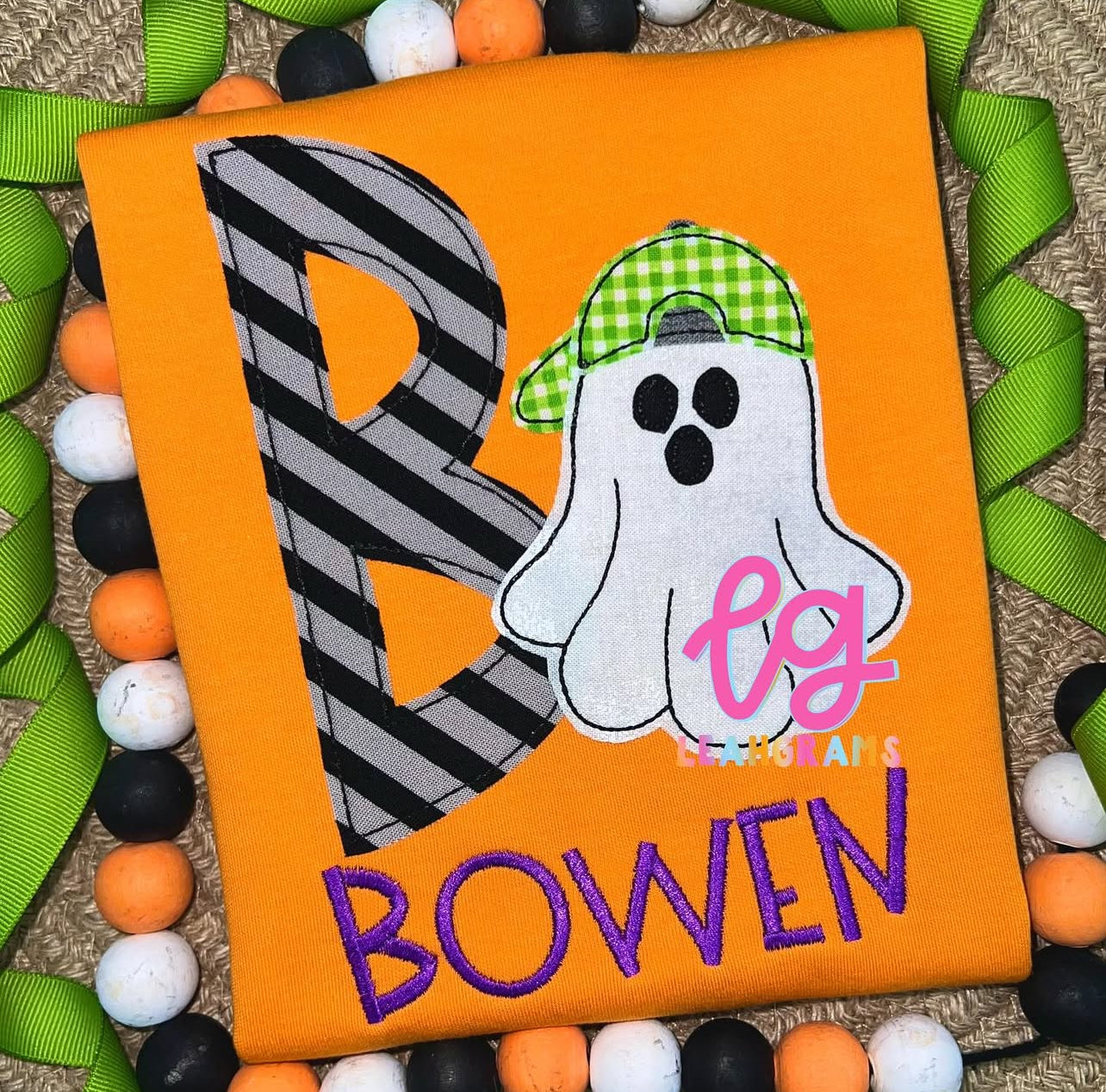 Big Letter Ghost with Cap Applique Name Shirt