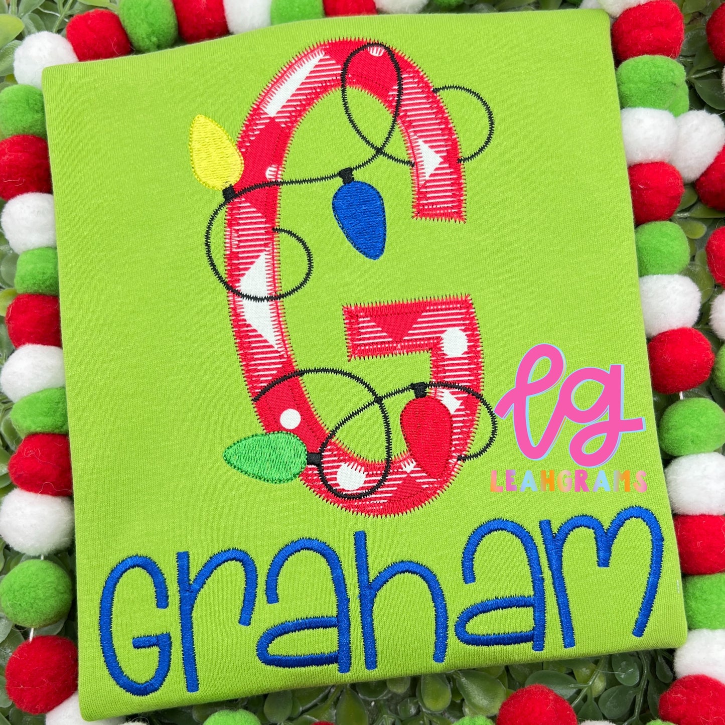 Christmas Light Letter Applique Shirt