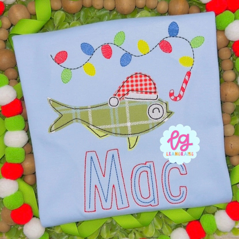 Christmas Fishing Applique Shirt