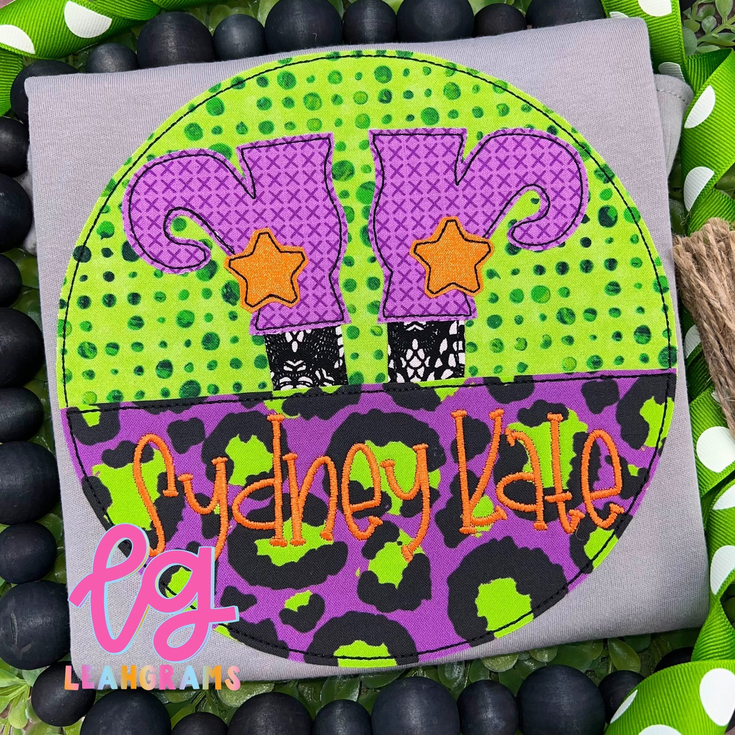 Halloween Witch Feet Appliqué Name Shirt