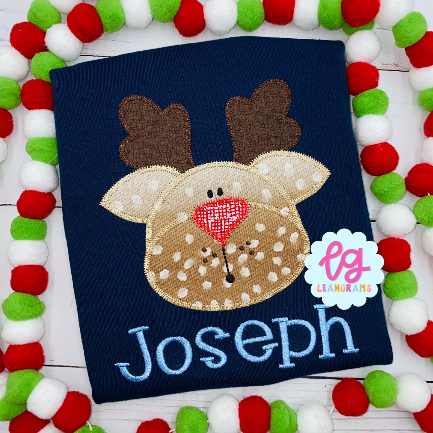Rounded Antler Reindeer Applique Shirt