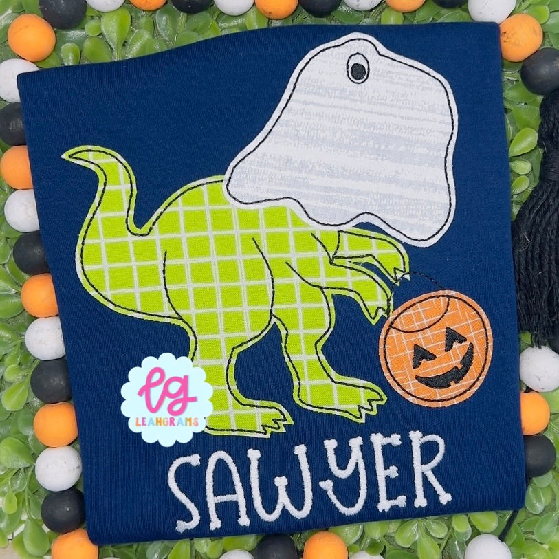 T-Rex Ghost Applique Name Shirt