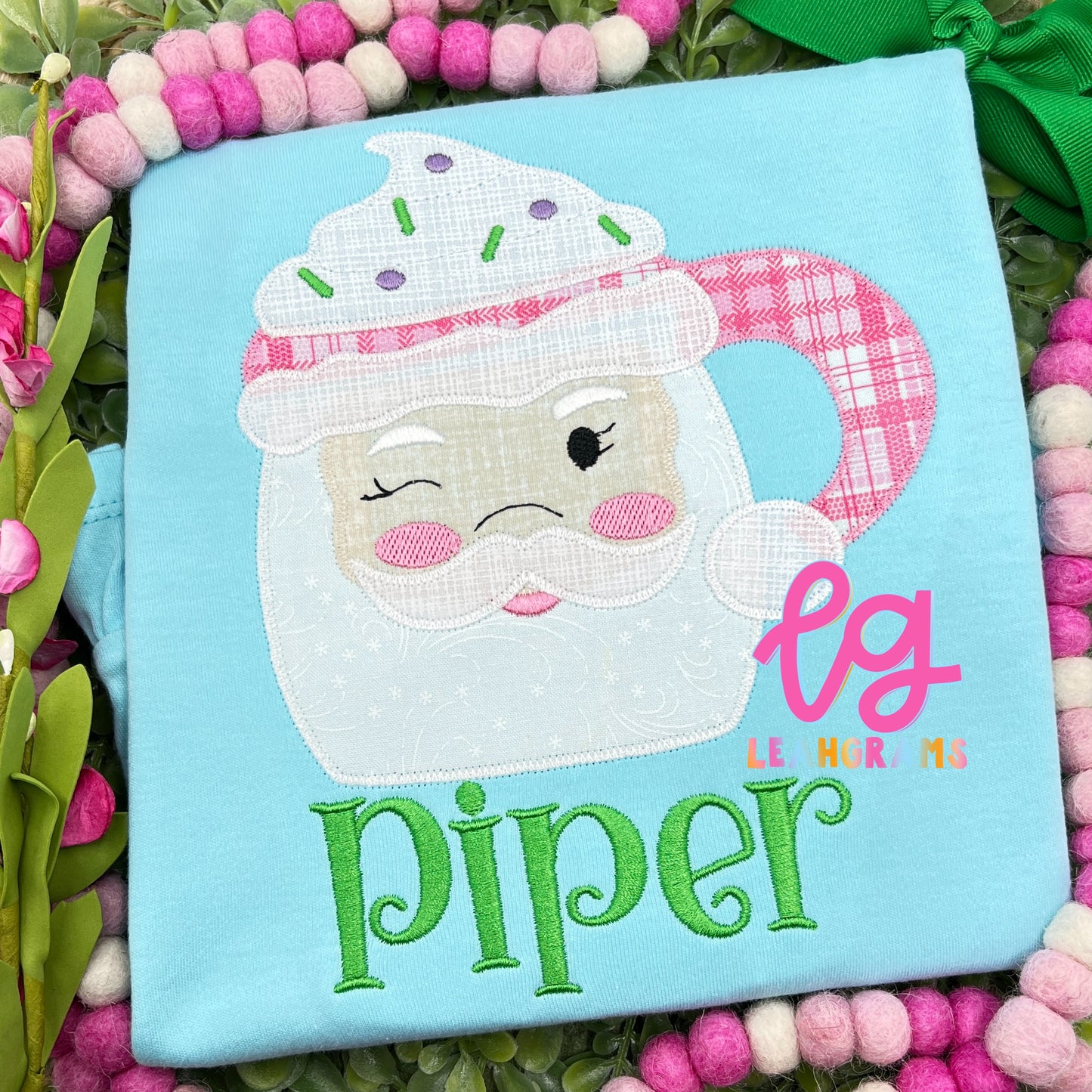 Santa Mug Applique Shirt