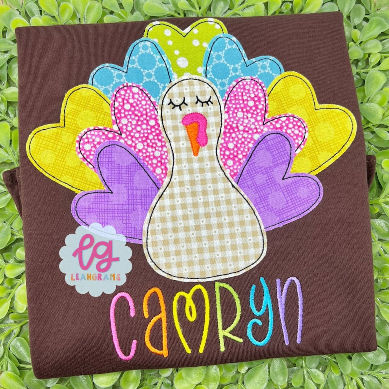 Rainbow Heart Thanksgiving Turkey Applique Shirt