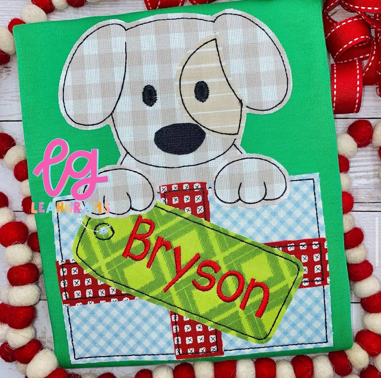 Puppy Present Applique Shirt