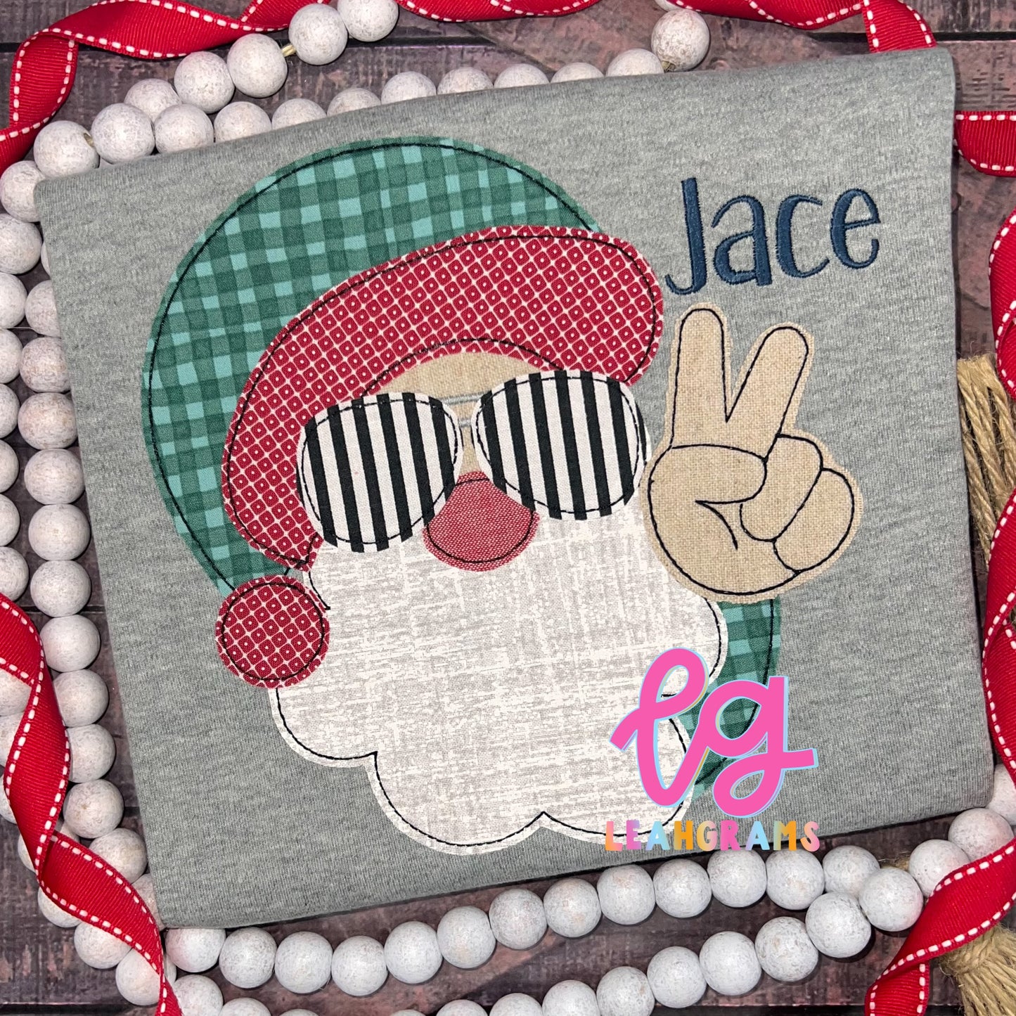 Groovy Santa Peace Sign Applique Shirt- Boy