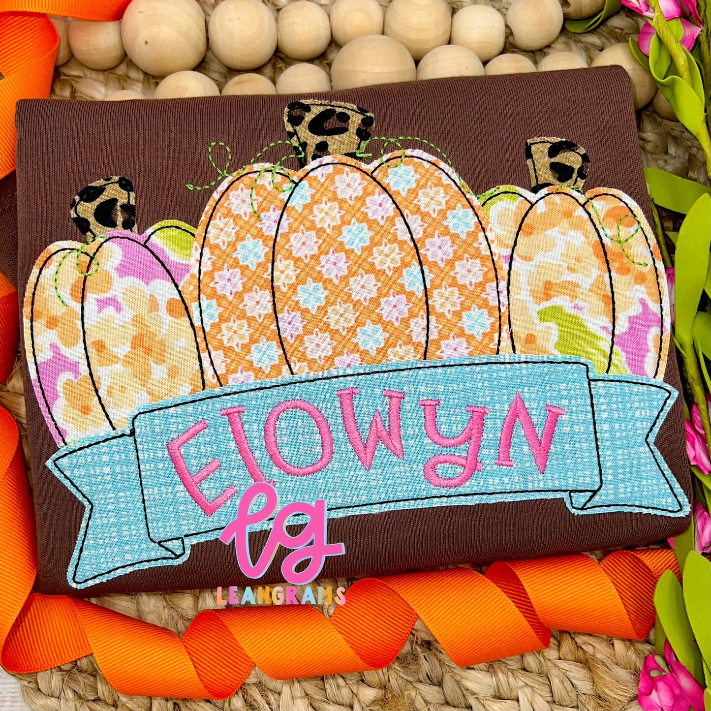 Pumpkin Name Banner Appliqué Shirt