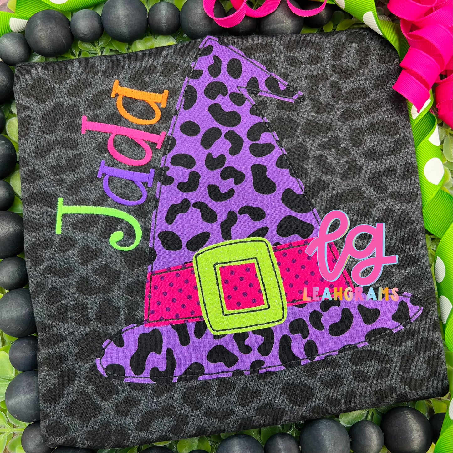 Halloween Witch Hat Appliqué Name Shirt