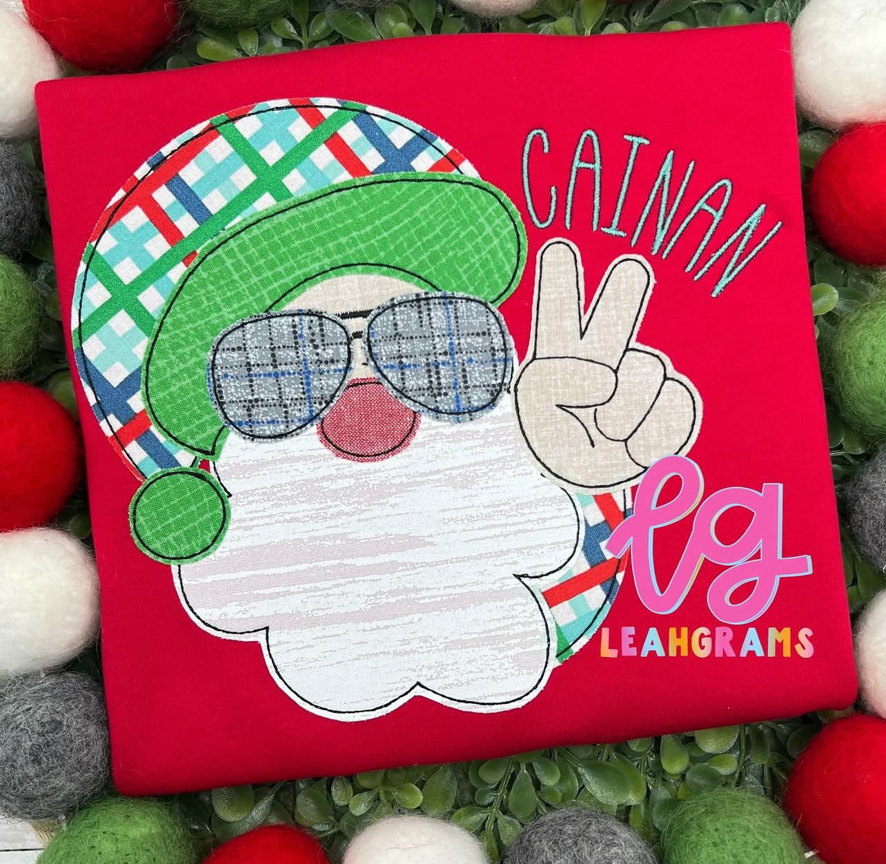 Groovy Santa Peace Sign Applique Shirt- Boy