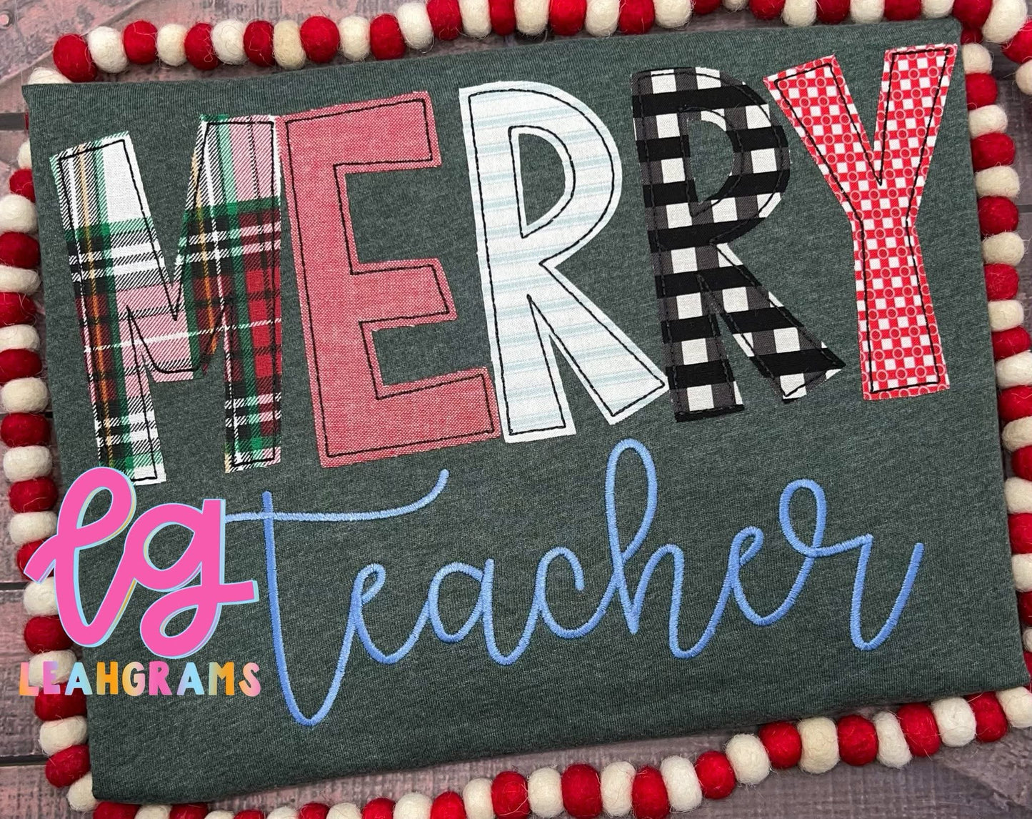 Merry Teacher Appliqué Shirt