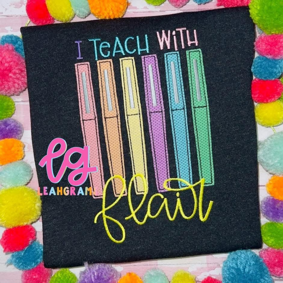 I Teach with Flair Appliqué Shirt