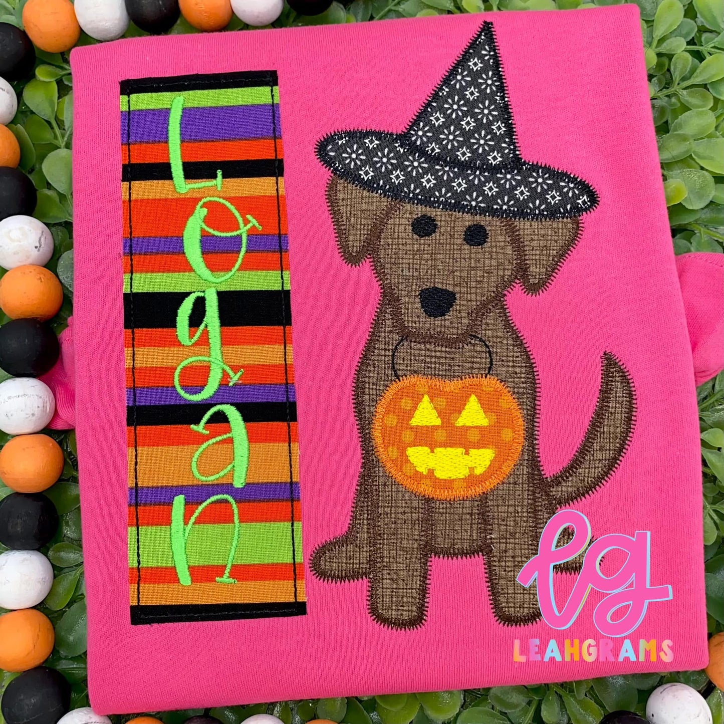 Halloween Dog Appliqué Name Shirt