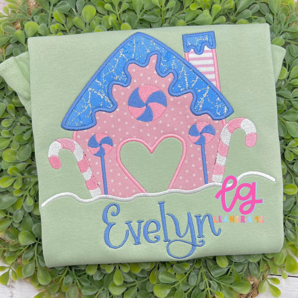 Gingerbread House Applique Shirt - Girl