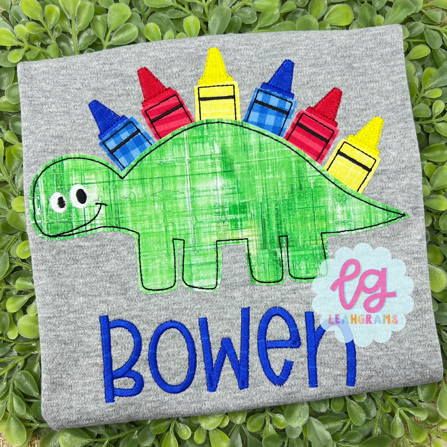 Crayon Stegosaurus Dino Appliqué Shirt