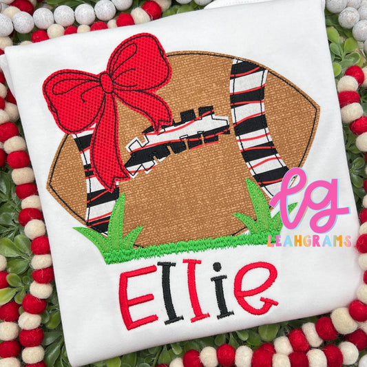 Football with Bow Name Shirt