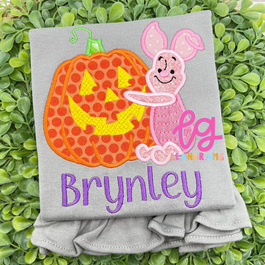 Inspired Applique Shirt- Pumpkin Piglet