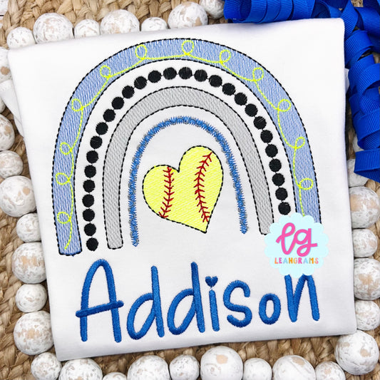 Softball Rainbow Name Shirt