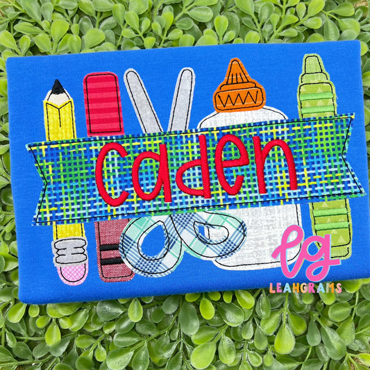 School Supplies Appliqué Shirt