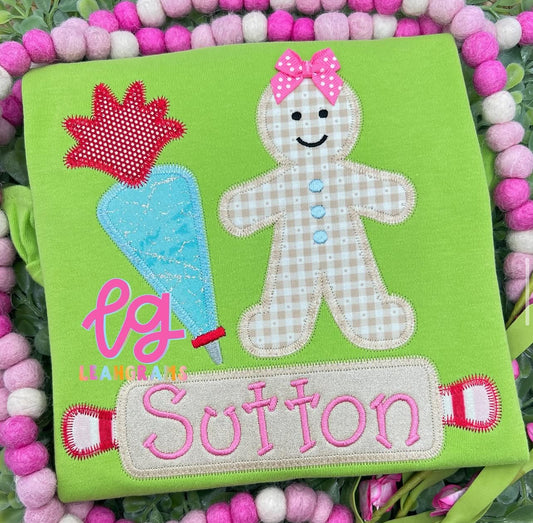 Gingerbread Baking Applique Shirt