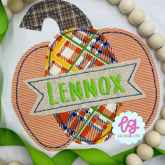 Traditional Pumpkin with Ribbon Name Appliqué Shirt