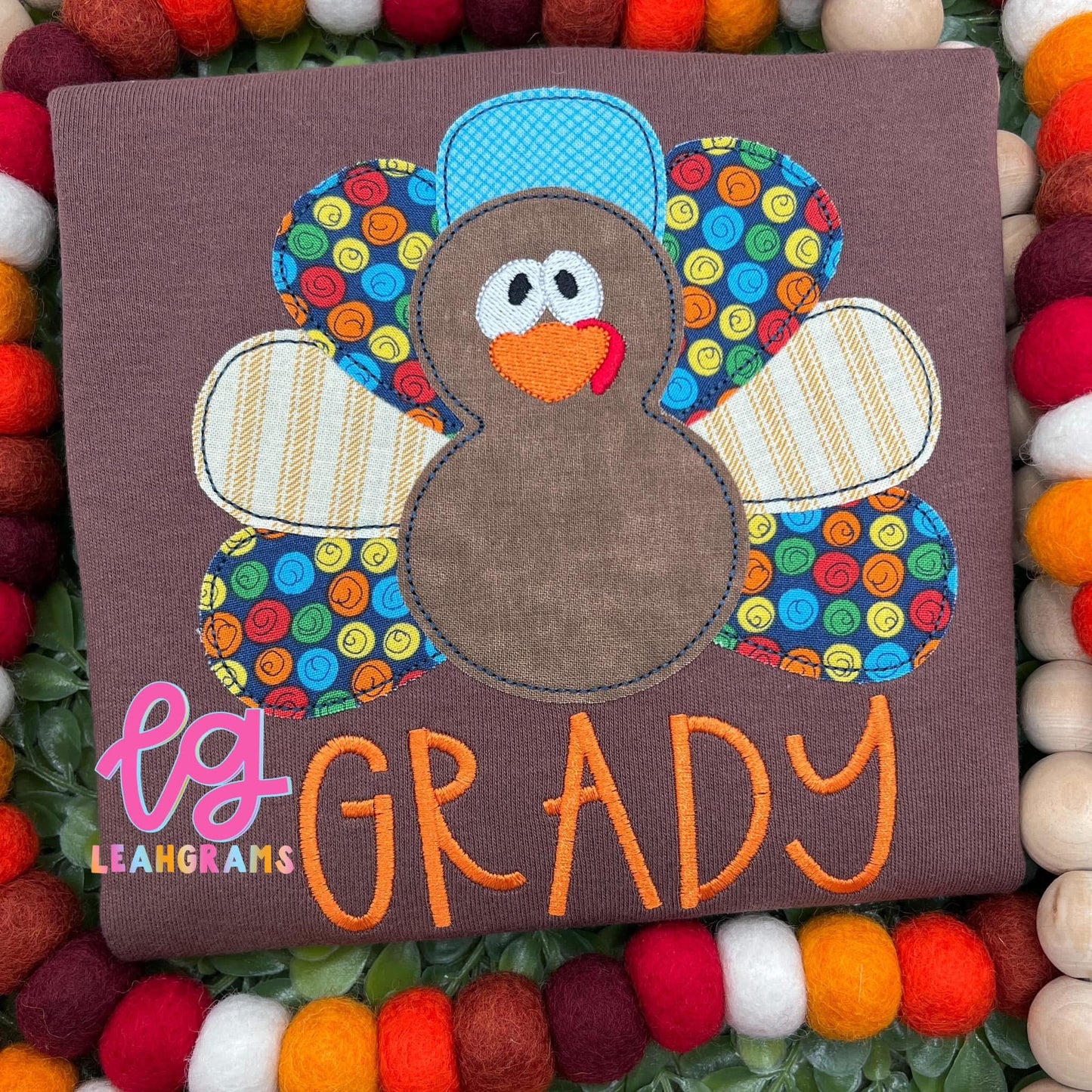 Simple Turkey with Name appliqué Shirt - Boy
