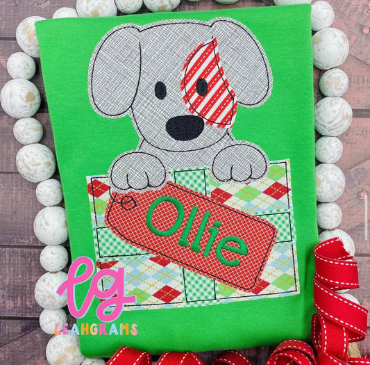 Puppy Present Applique Shirt