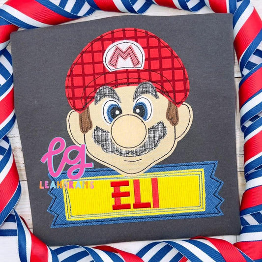 Inspired Applique Shirt- Mario